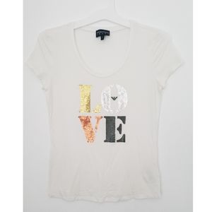 Emporio Armani sequin L O V E off-white tee 44